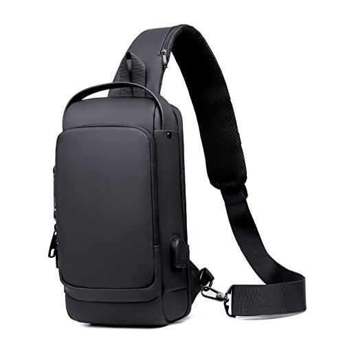 SUICRA zaino monospalla da uomo men's messenger backpack messenger shoulder chest bag travel motorcycle waterproof men's messenger bag (color: schwarz)
