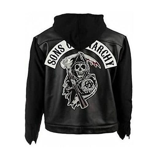 MAXDUD cosplay soa son of anarchy biker club california giacca in ecopelle - gilet e felpa con cappuccio per uomo, giacca soa nero - ecopelle, m