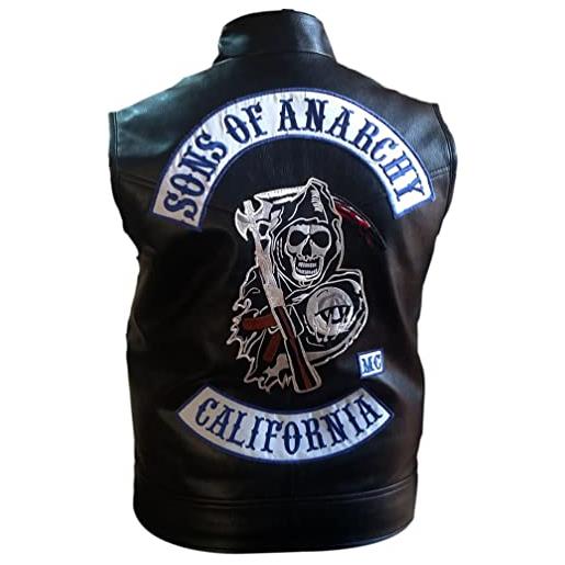 MAXDUD cosplay soa son of anarchy biker club california giacca in ecopelle - gilet e felpa con cappuccio per uomo, soa felpa nero - pile, l