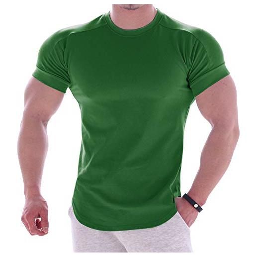 Xmiral t-shirt da uomo fitness abbigliamento sportivo a maniche corte elasticizzato ad asciugatura rapida (xl, verde)