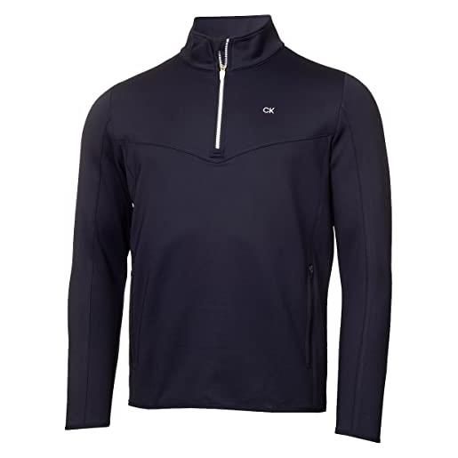 Calvin Klein maglia da golf da uomo 2023 traverse con mezza zip, kaki/nero. , m
