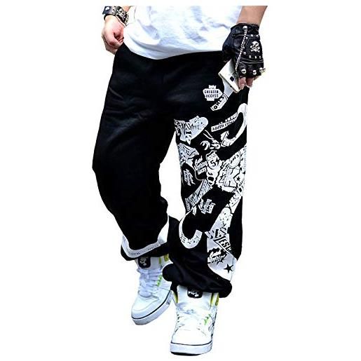 Loeay pantaloni sportivi da uomo pantaloni sportivi da jogging spring street cotone pantaloni firmati con stampa hip-hop pantaloni firmati con stampa hip-hop pantaloni neri m