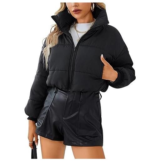 ORANDESIGNE giacca piumino leggero donna cropped elegante giaccone calda invernale corta giubbotto trapuntato imbottito giubbino cappotto parka streetwear y2k bomber puffer jacket rosa s