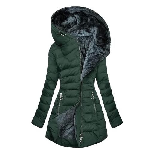 TRIGLICOLEUM giacca invernale da donna, spessa e calda imbottitura, in pile, a maniche lunghe, con cappuccio, cappotto invernale, con coulisse, taglie forti, giacca invernale per le attività all'aria aperta, 