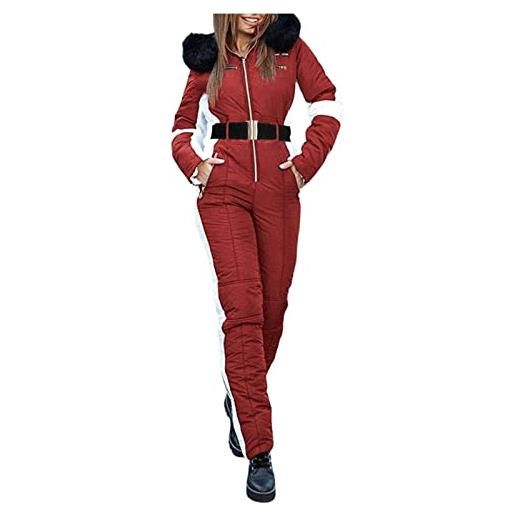 TWIOIOVE tuta da sci da donna, antivento, impermeabile, comoda e traspirante, casual, leggera, colore: rosso, xl