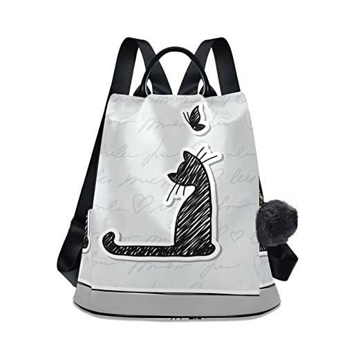 Fustylead gatto e farfalla donne zaino borsa antifurto casual borsa a tracolla moda signore borse, grigio, etichettalia unica