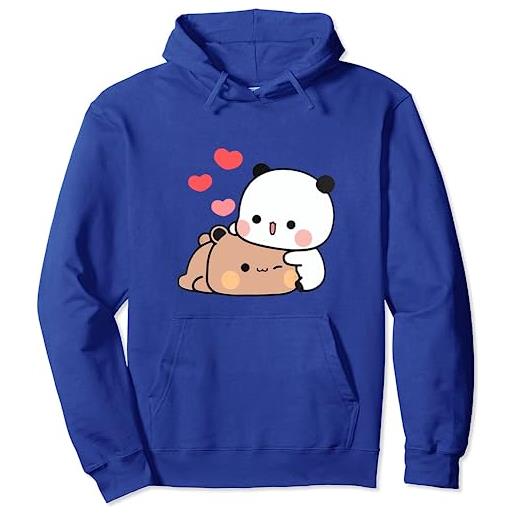 Berentoya kawaii panda bear hug bubu dudu san valentino divertente regalo unisex pullover con cappuccio, nero , m
