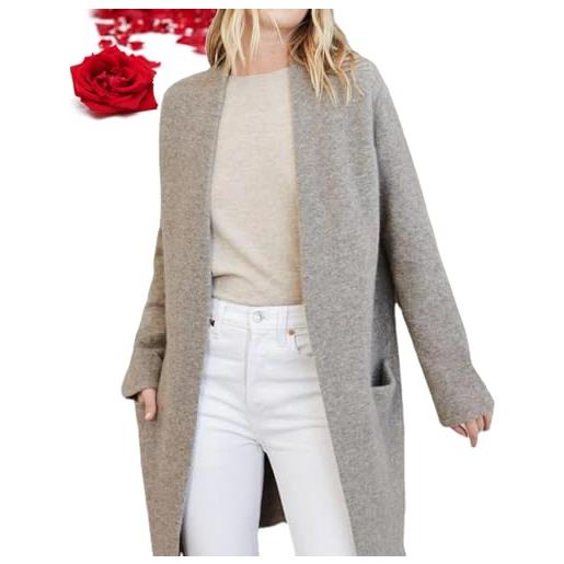 ZPLMIDE long patch pocket sweater coat for women, 2023 fall trendy coatigan lightweight jackets knit winter coat (l, khaki)