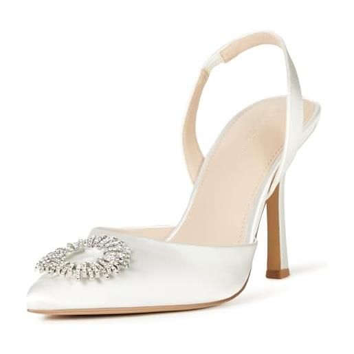The Drop klara scarpe da donna a punta, raso bianco, 36.5 eu