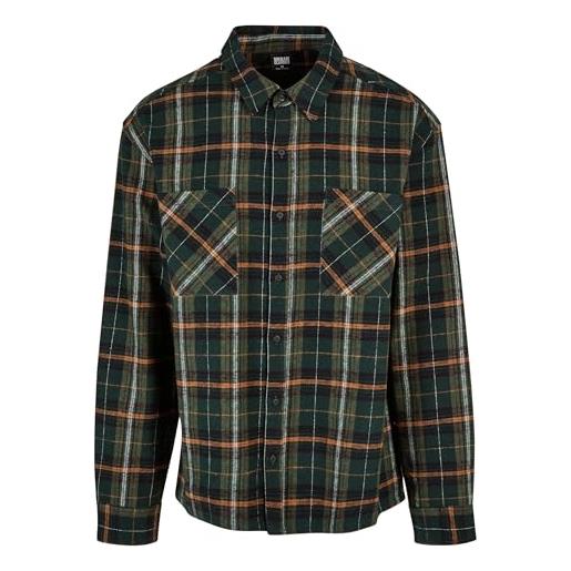Urban Classics boxy fane check shirt, camicia, uomo, verde (bottlegreen/orange), xl