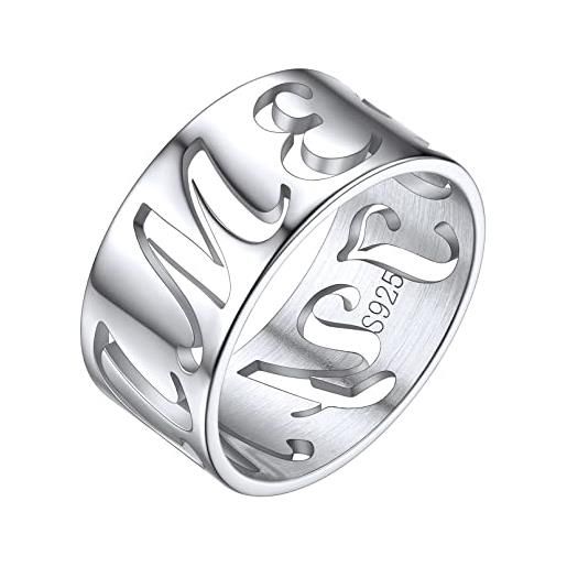 ChicSilver anello uomo nome personalizzata argento 925 donna anello con incisione nome scritta anelli uomo in argento 925 misura 22 9mm