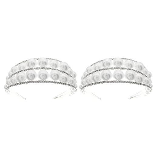 FRCOLOR barrette 2 pz cerchietto di perle ampio cerchio per di perle fasce di perle per le donne ornamento per per sposa catena di artigli di rame ecologica fiancata la foto forcine