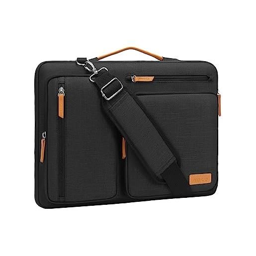 MOSISO borsa porta tracolla pc laptop, 13,3 pollici computer borsa compatibile con mac. Book, hp, dell, lenovo, asus notebook, lato open messenger borsa con 4 cerniera tasche&handle, nero