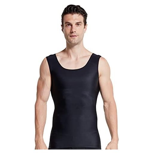 BaronHong maglietta a compressione da uomo shapewear dimagrante body shaper gilet intimo per perdita di peso, nero , xxl