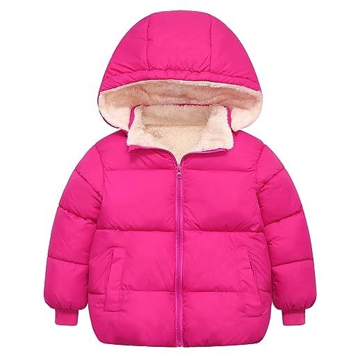 Happy Cherry cappotto bambino giubbotto invernale giacca imbottita antivento cappotto con cappuccio piumino taglia 120/5-6 anni-rosa 2