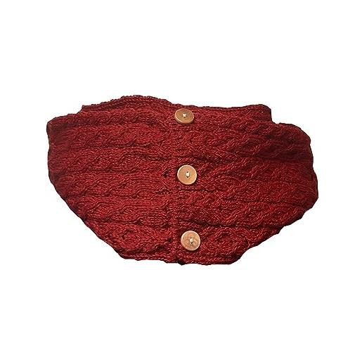 McLaughlin's Irish Shop irlandese aran - sciarpa tubolare a maglia grossa, colore: rosso, colore: rosso, 160 x 30 cm (l x b)