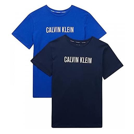 Calvin Klein 2pk tees parte superiore del pigiama, deepmarine/navyiris, 10-12 anni bambino