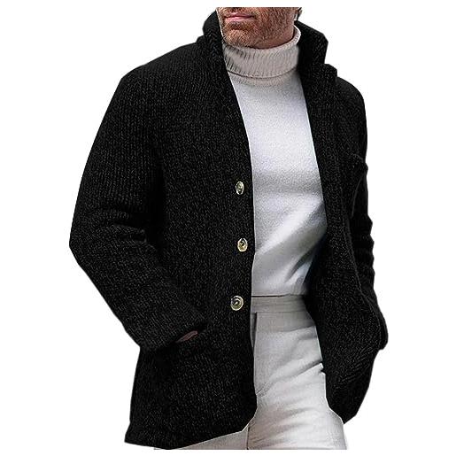 Cardigan Uomo Lungo E Morbido Con Cappuccio - Maglia Leggera Con Bottoni E Tasche - Foto 3
