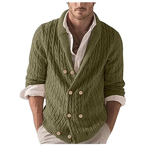 CUTeFiorino cardigan di alta qualità uomo pul giacca di lana, verde militare, xl