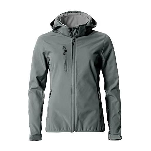 Clique - giubbino giacca da donna basic hoody softshell invernale con cappuccio removibile, in poliestere, per sci, trekking, escursione, viaggio, montagna (canna di fucile l)
