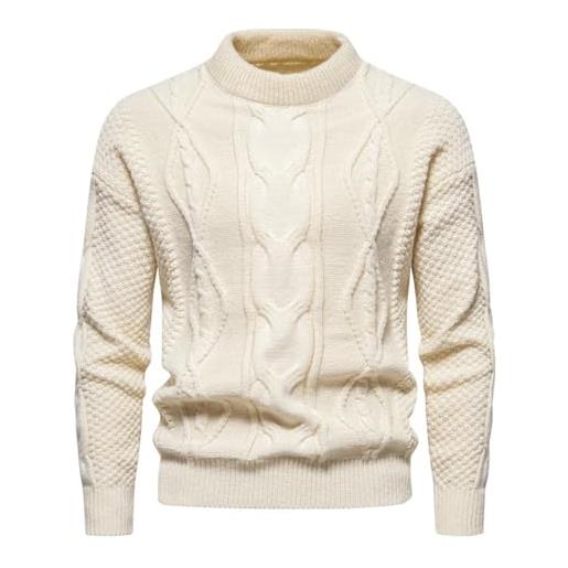 Generic maglione uomo cachemire - top in maglione di lana lavorato a maglia per esterni a maniche lunghe design decorativo maschile autunnale e invernale giacca elegante casual