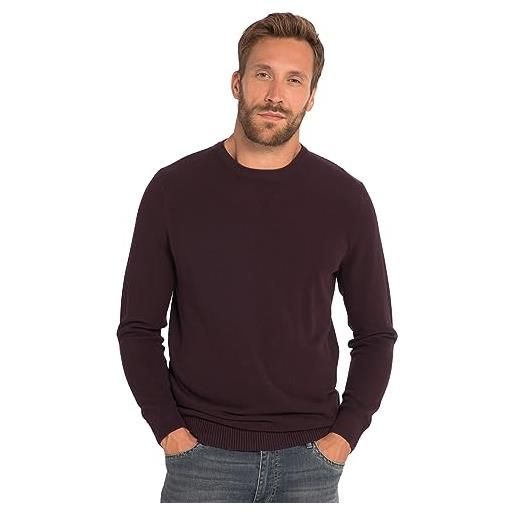 JP 1880 maglione, cashmere-touch, twotone, motivo a maglia, girocollo, uva scura, 3xl uomo