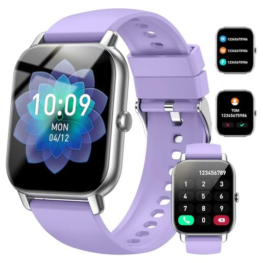 Nerunsa smartwatch donna uomo, effettua o risposta chiamate, 1.85 orologio con cardiofrequenzimetro/monitoraggio del sonno, 100+ sport impermeabil ip68 fitness tracker per android ios