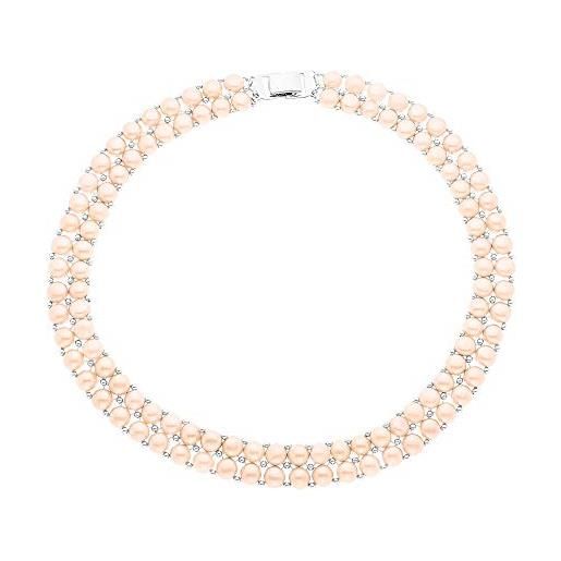 PEARLS & COLORS NATURAL FINE PEARLS pearls & colors - collana a 2 righe vere perle di coltivazione d'acqua dolce, 3-4 mm, qualità aaa+ - disponibile in vari colori - gioiello da donna