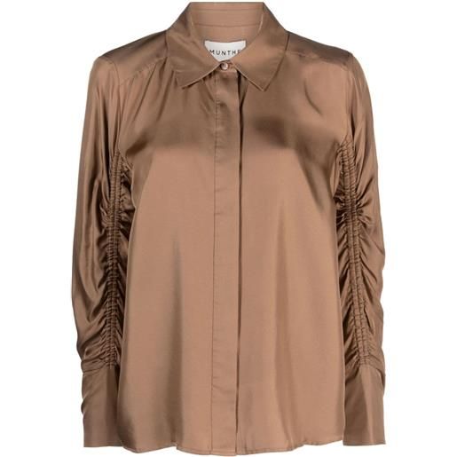 MUNTHE leslea long-sleeved silk shirt - marrone