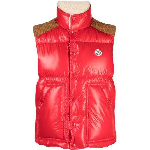 Moncler gilet imbottito con applicazione ardeche - rosso