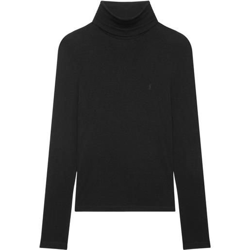 Saint Laurent maglione a collo alto con ricamo cassandre - nero