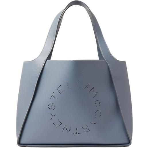 Stella McCartney perforate-logo faux-leather tote bag - blu
