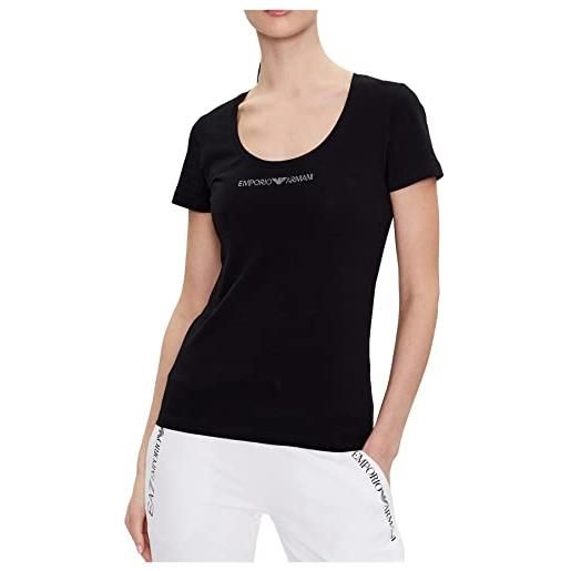 Emporio Armani maglietta a girocollo basic cotton t-shirt, nero, m donna