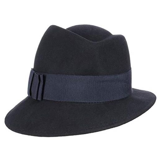 LIERYS asym cappello da donna by - made in italy di feltro con nastro grosgrain estate/inverno - taglia unica blu