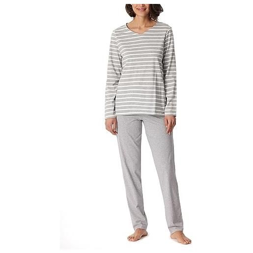 Schiesser pigiama lungo 100% cotone senza polsini set, grau melange, 54 donna