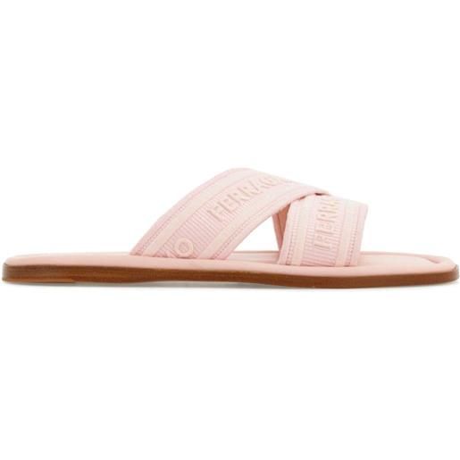 Ferragamo sandali slides con design a incrocio - rosa