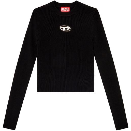 Diesel maglione m-valary con placca logo - nero