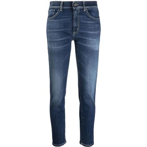 DONDUP jeans dritti con effetto schiarito - blu
