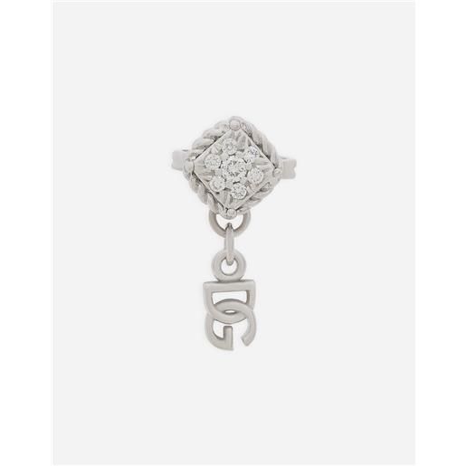 Dolce & Gabbana orecchino singolo in oro bianco 18kt con pavé di diamanti