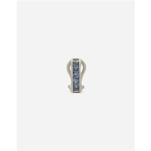 Dolce & Gabbana orecchino singolo anna in oro bianco 18kt con zaffiri blu