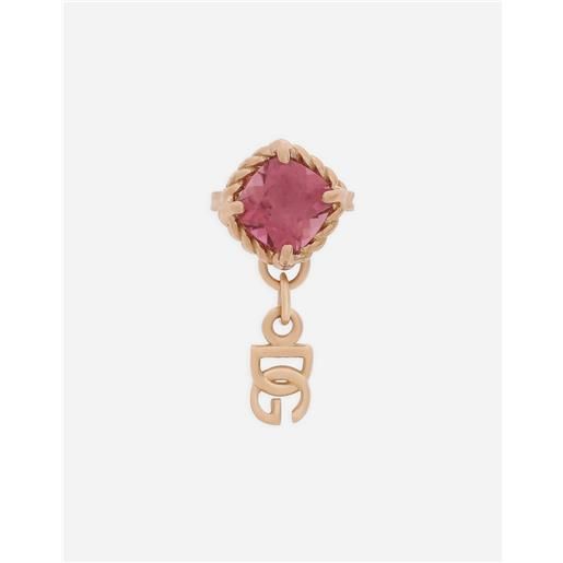 Dolce & Gabbana orecchino singolo in oro rosso 18kt con tormalina rosa