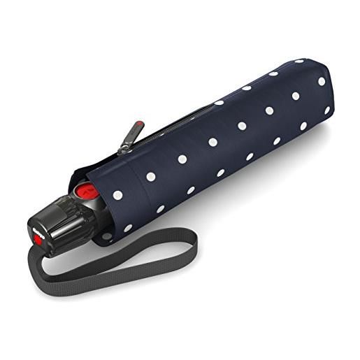 Knirps ombrello tascabile Knirps t. 200 duomatic dots - apertura/chiusura automatica - a prova di tempesta - antivento - design a punti - blu scuro