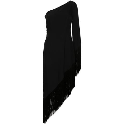 Taller Marmo fringed-edge one-shoulder midi dress - nero