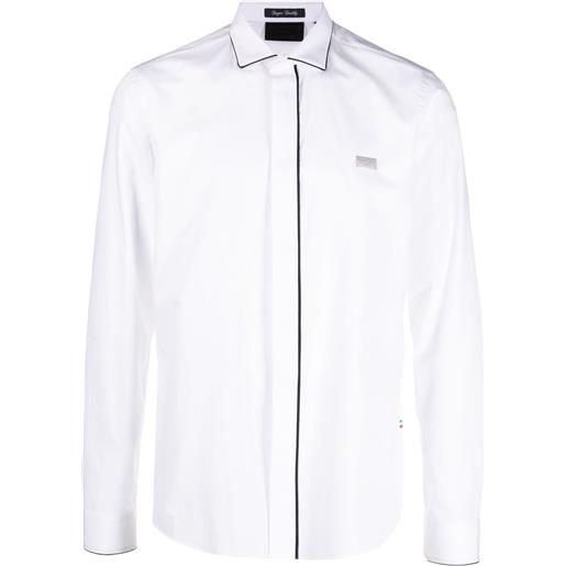 Philipp Plein camicia sugar paddy con bordo a contrasto - bianco
