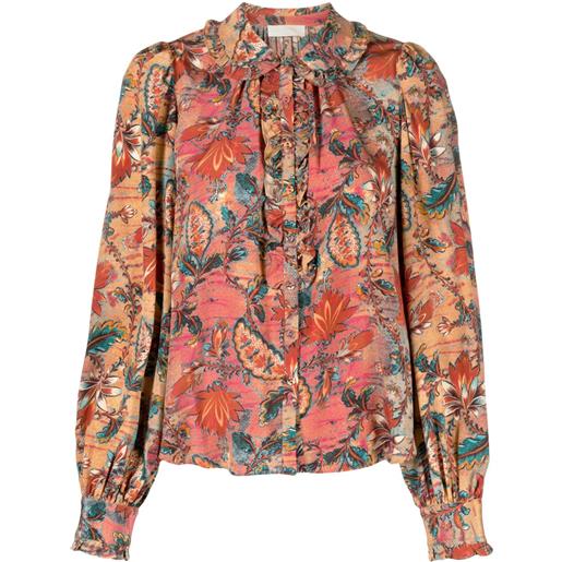 Ulla Johnson philipa floral-print silk blouse - arancione