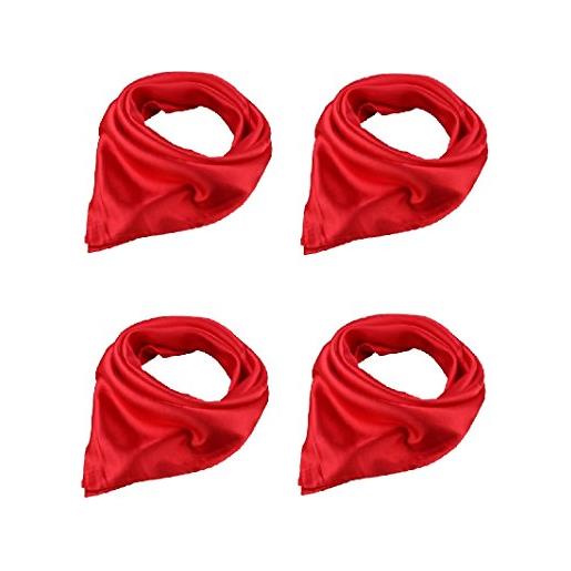 Topmode - foulard quadrato, 57 x 57 cm, a tinta unita rouge, lot de 4 taglia unica