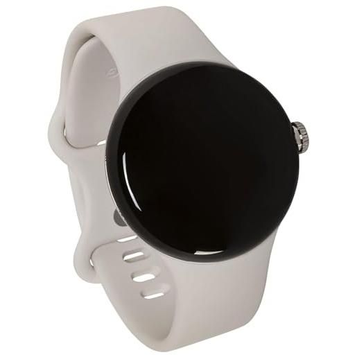 Google pixel watch - smartwatch android con monitoraggio attività - orologio con monitoraggio della frequenza cardiaca - cassa in acciaio inossidabile argento lucido con banda chalk active, wifi/bt