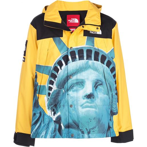 Supreme giacca a vento con stampa supreme x the north face - giallo