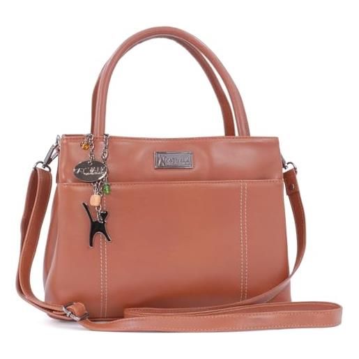 Catwalk Collection Handbags - borsa a spalla donna pelle - borsa tote - tracolla regolabile e rimovibile - rosaline - marrone chiaro
