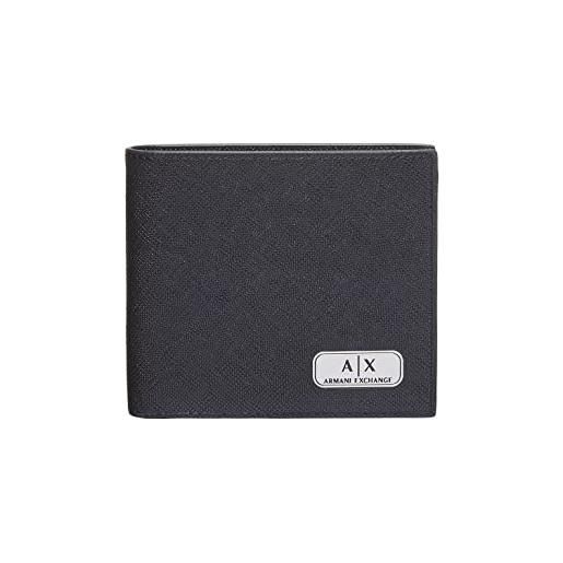 Armani Exchange essential, saffiano slg, gift set wallet&keychain, regalo con portafogli e portachiavi uomo, nero, einheitsgröße